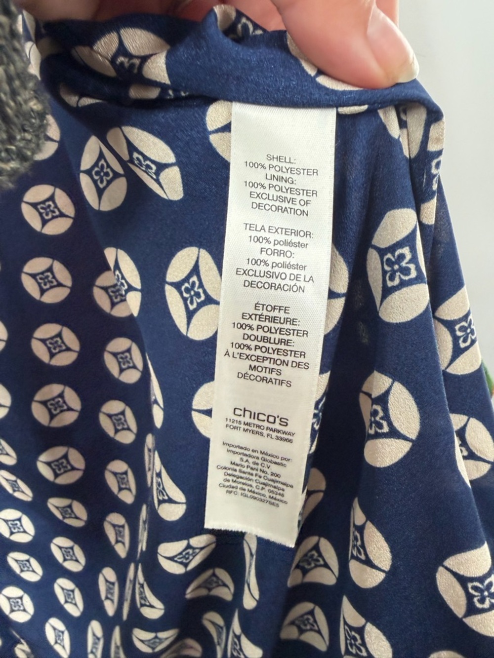 Chico’s Drama Printed Orange and Blue Kimono - Picture 9 of 12
